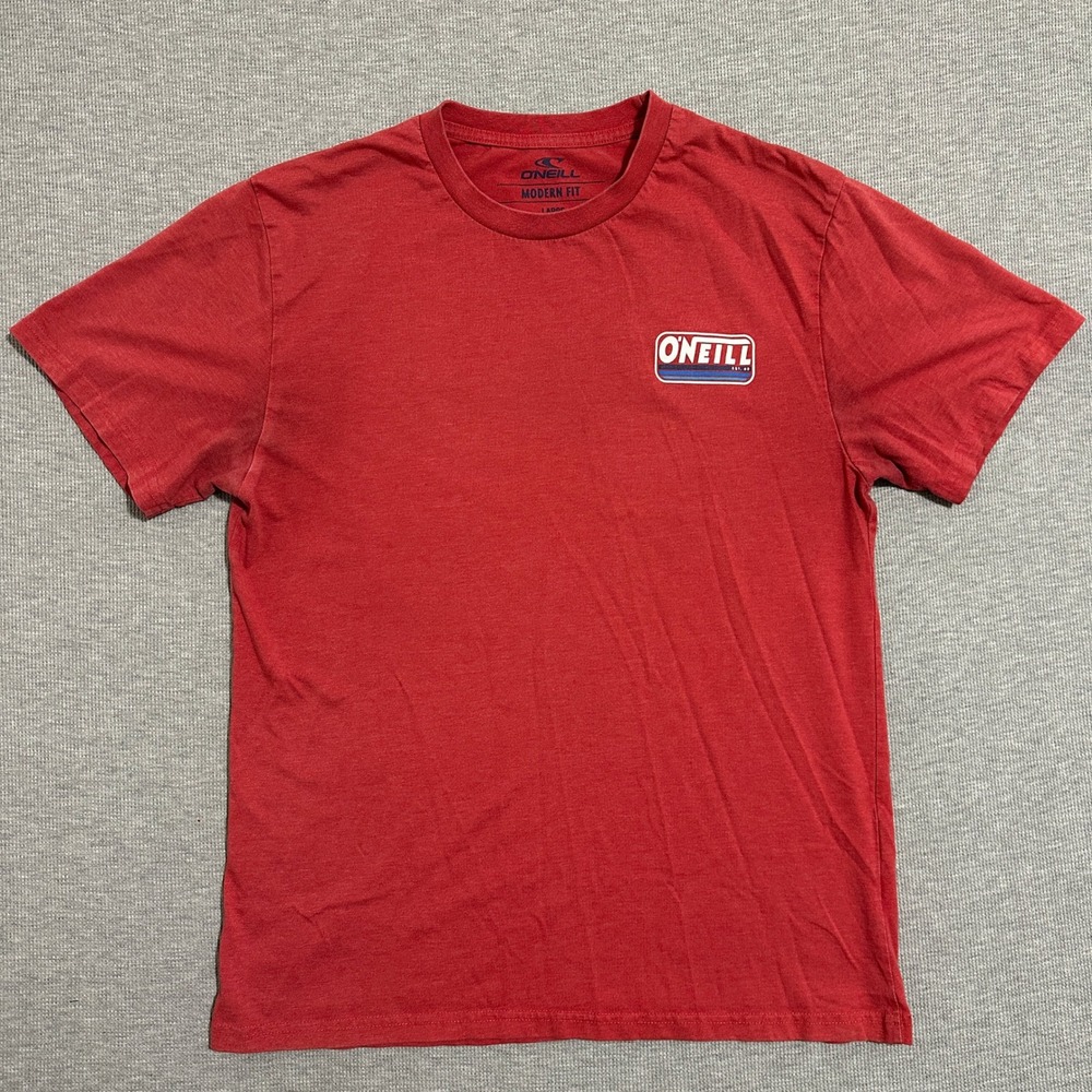 ONeill Mens Modern Fit Red Short Sleeve Graphic T-Shirt Size Large Surf Tee